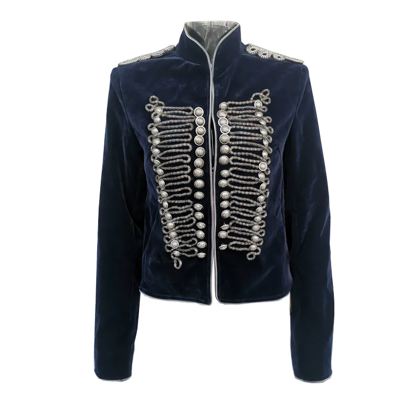 

Goodlishowsi Autumn Velvet Aristocracy Style Women Jackets High End Chains Stand Collar Long Sleeve Vintage Ladies Coat Tops