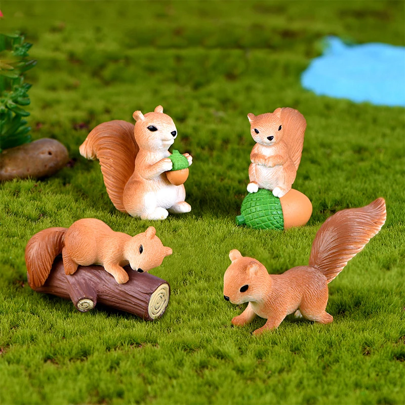 1 Set Squirrel Horse Pig Penguin Camel Figurines Miniatures Fairy Garden Gnome Moss Gift Resin Crafts Home Decoration Gnome