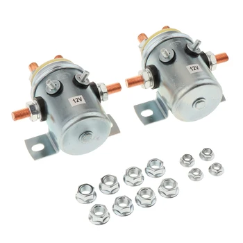 melhor 2x Relé Solenóide Contínuo Do Dever 12v 200a Contínuo Para O Carro Do Carro Do Carrinho De Golfe Do Reboque Do Guincho, 3.37x1.67'