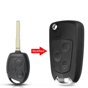 KEYYOU 3 pulsanti modificato chiave a distanza Flip Fob Shell per Ford Focus Mondeo Fiesta C-MAX Fusion Transit KA Uncut Key Case Stying - KEYYOU 3 pulsanti modificato chiave a distanza Flip Fob Shell per Ford Focus Mondeo Fiesta