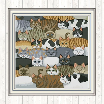 

Cats 14ct 11ct Count Print Canvas Embroidery Needlework Set Patterns Kit Wall Home Decor DIY Needlework Crafts Cross Stitch Kits