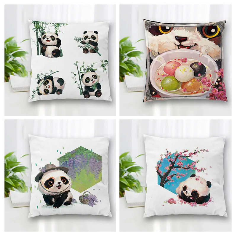 

Hot Sale Custom Decorative Pillowcase Panda Square Zippered Pillow Cover Best Nice Gift 20X20cm 35X35cm 40x40cm
