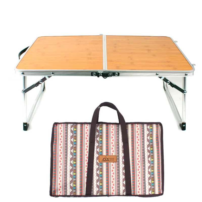 folding table outdoor camping bamboo board table portable picnic barbecue small table bed computer