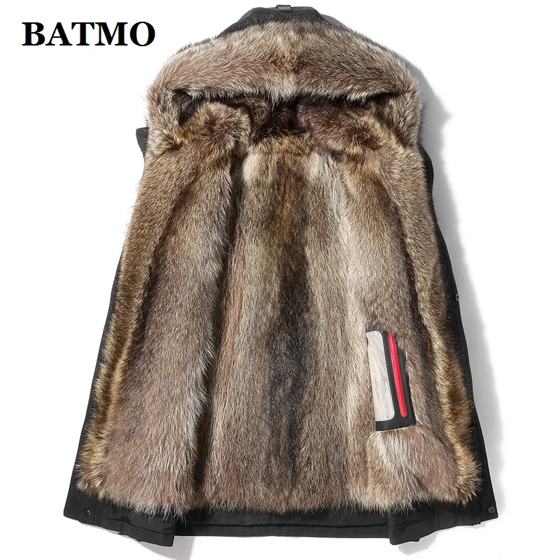 Парка BATMO с капюшоном и воротником из натурального меха енота мужские зимние