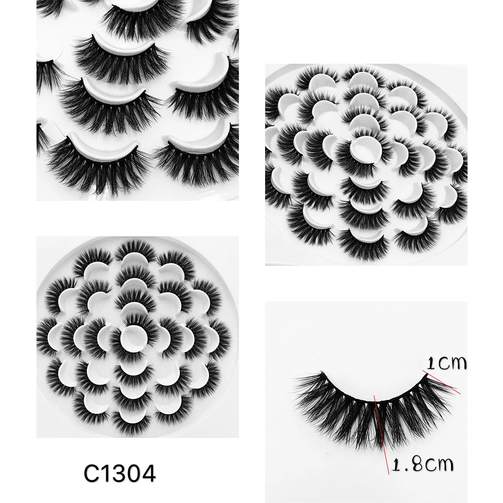 13 Pairs 3D Faux Mink Hair Soft False Eyelashes Fluffy Wispy Thick Lashes Handmade Soft Natural Makeup Extension Tools