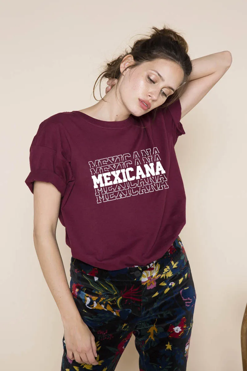 

Letter Mexicana Printed New Arrival Women's Summer Funny Casual 100%Cotton T-Shirt Spanish shirts Latina power