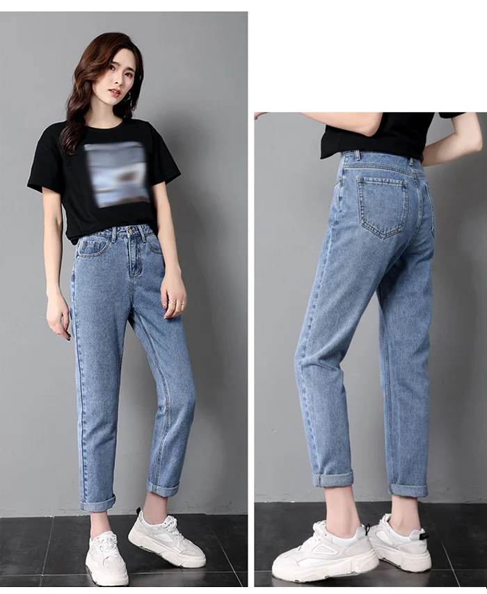 Модные женские джинсы прямого кроя, Узкие повседневные джинсы для мамы, джинсы мальчикового кроя, джинсовые винтажные свободные джинсы