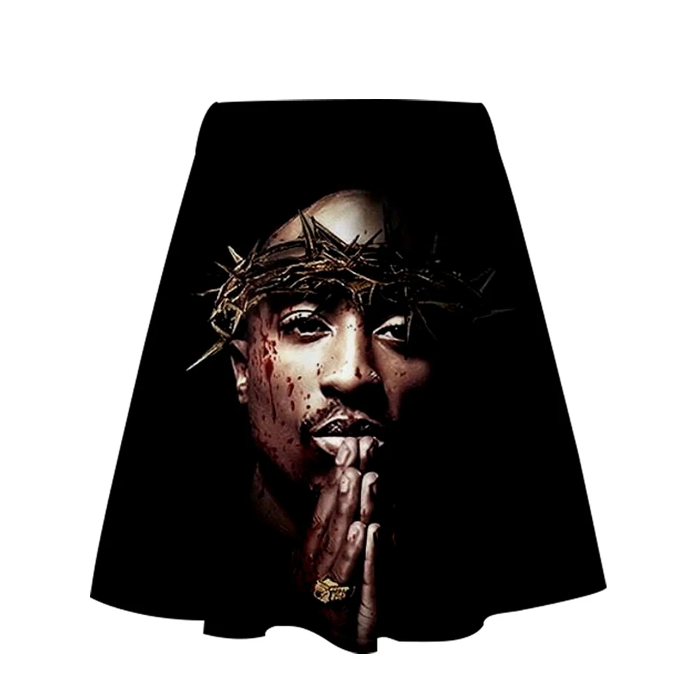 2PAC юбка Харадзюку повседневное хип-хоп юбки крутая девушка сексуальный Kpop женское платье 2PAC вентиляторы юбки