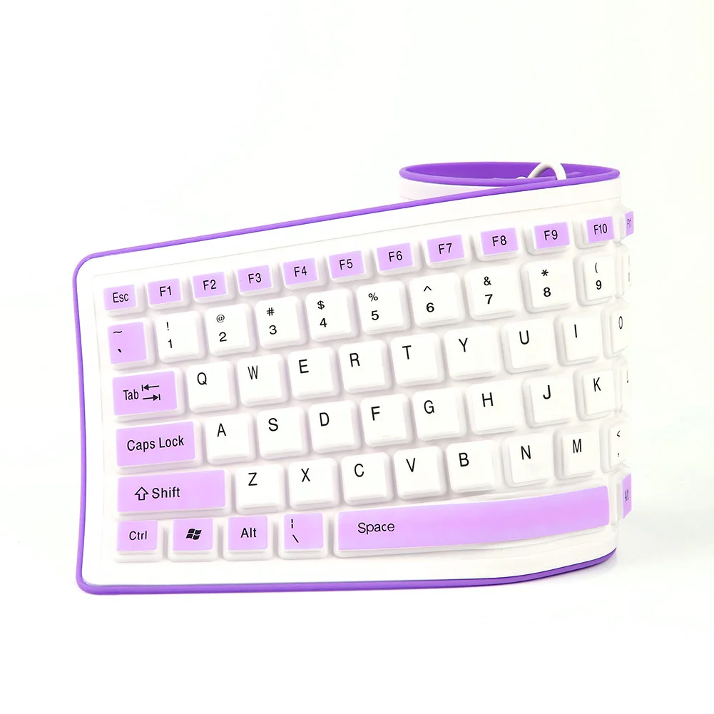 

Foldable Silicone Keyboard USB Wired Silicon Flexible Soft Waterproof Roll Up Silica Gel Keyboard for PC Laptop Notebook PUO88