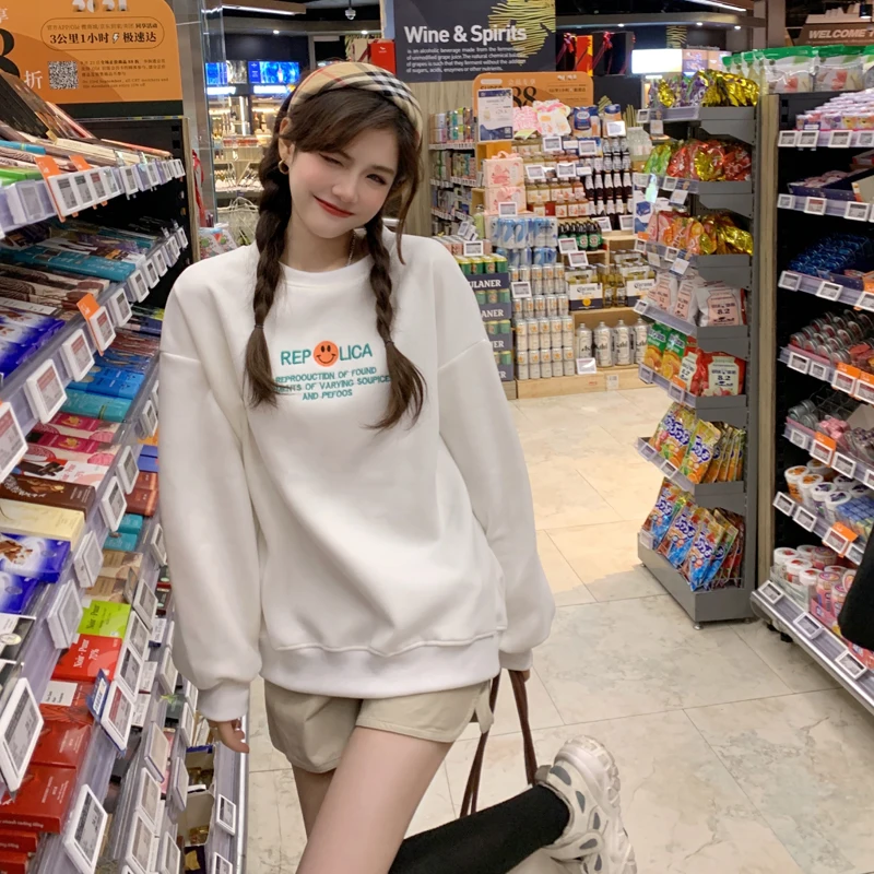 

women's clothing 2021 Embroidered sweater simple loose jacket Kawaii fashion Female coat winter long sleeve top vintage