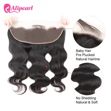 13X4 предварительно вырезанные Кружева Фронтальная застежка с ребенком волнистые волосы, для придания объема Волосы remy натуральный Цвет Али из Жемчужной шерсти