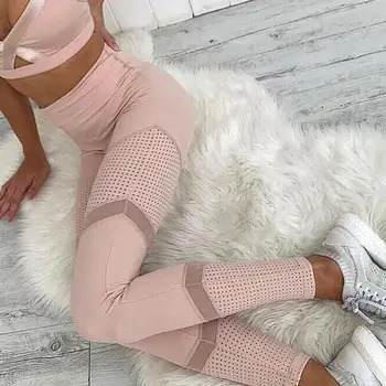 

Women Sports Long Pants Ladies High Waist Mesh Fitness Leggings Trousers US