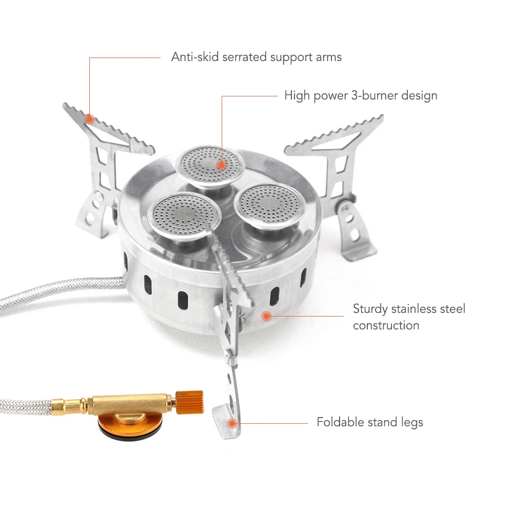 Газовая плита открытый кемпинг 3 горелки газовая плита Портативный складной Нержавеющая сталь Пособия по кулинарии плита печь для пешего туризма Пеший Туризм