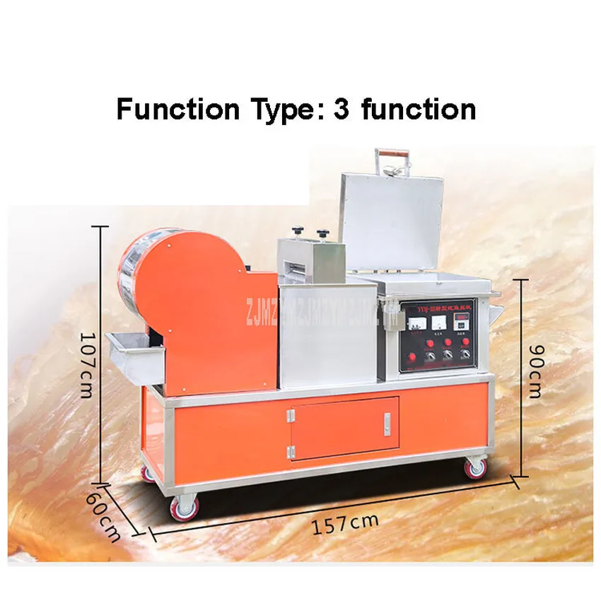 3 function Многофункциональная коммерческая машина для кальмаров, электрическая автоматическая машина для выпекания кальмаров, приплюсания и резки в полоску 220 в кВт - Цвет: 3 function