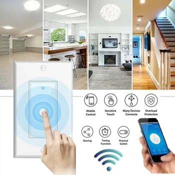 

Smart Wifi Light Wall Switch Touch Remote Controller Wall Touch Wifi Smart Switch US