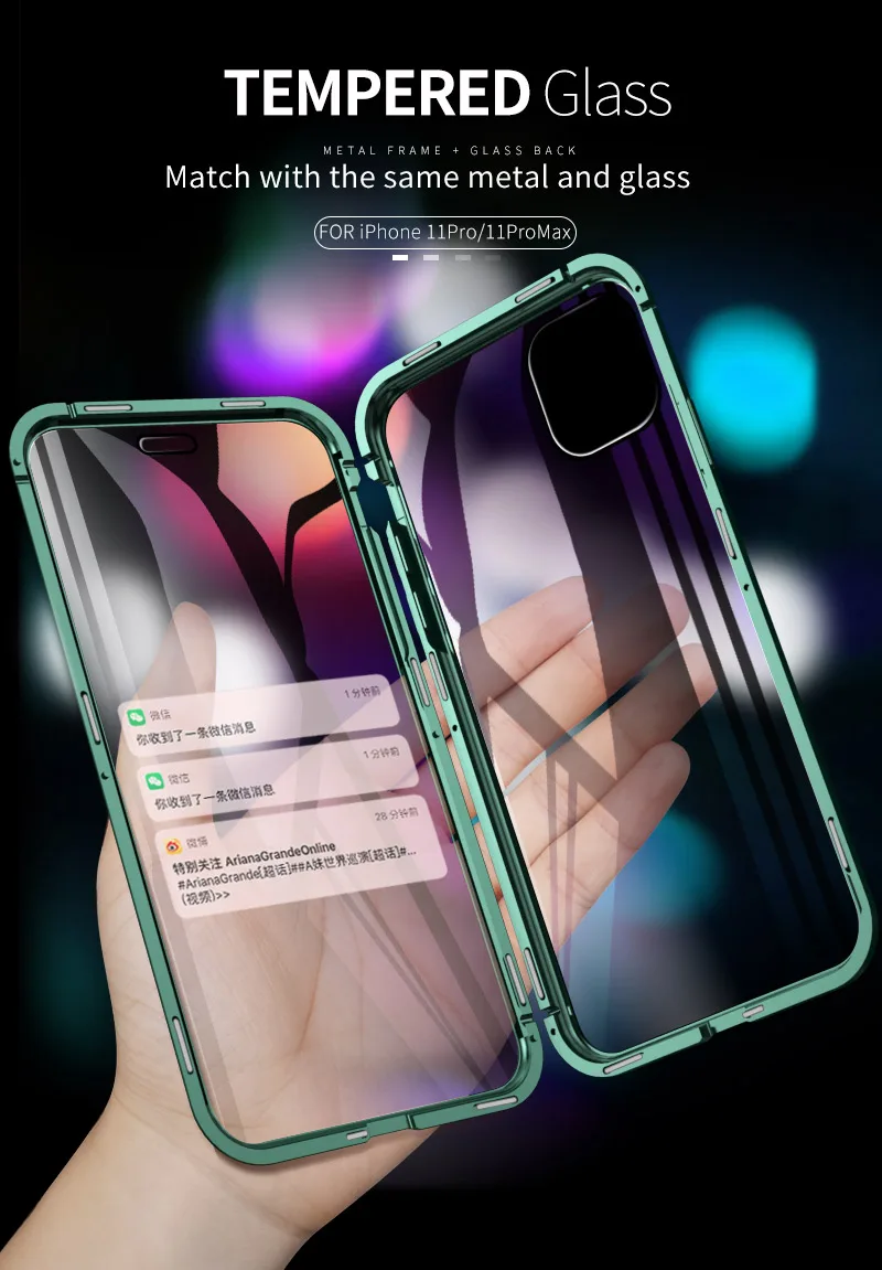 Nohon двусторонний Магнитный чехол для телефона из закаленного стекла для iPhone 11 Pro Max XS Max XR X 8 7 6 Plus металлический алюминиевый прозрачный чехол