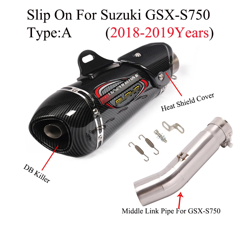Для Suzuki GSX S750 GSX-S 750 moto rcycle Yoshimura выхлопной escape moto карбоновый глушитель DB Killer Escape Mid Соединительная труба