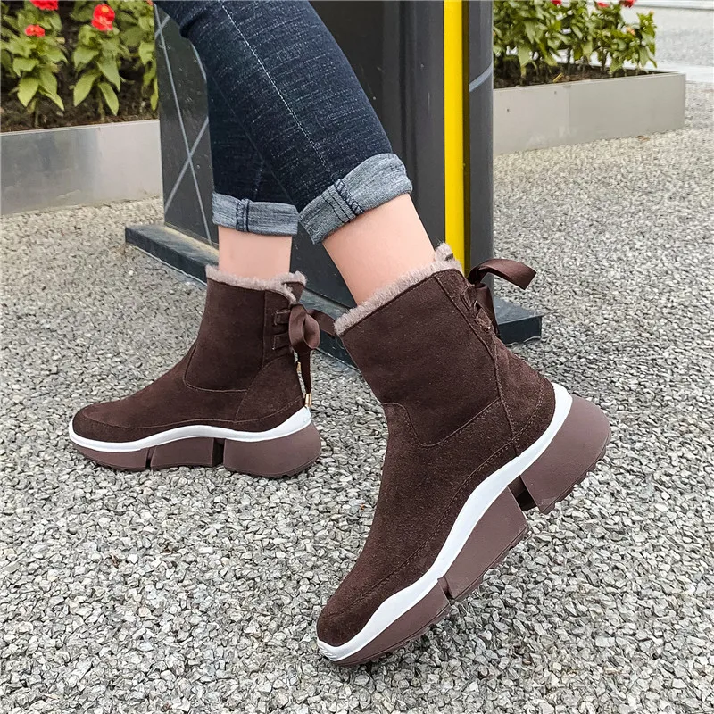 MORAZORA winter New Brand keep warm snow boots comfortable flat heel square toe ankle boots high qaulity casual women boots