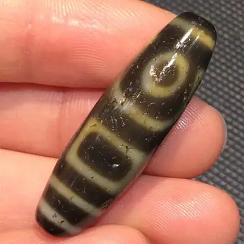 

Magic Power Collectible Treasure Tibetan Old Oily Agate Full Dragon Vein Double Heaven&Earth dZi Bead Amulet
