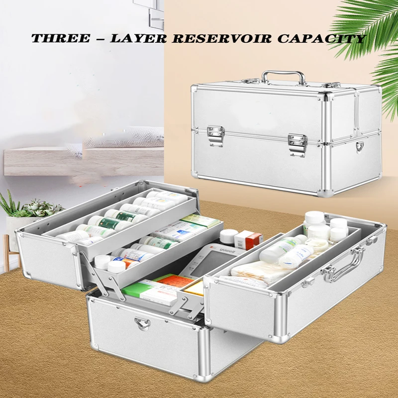 Aluminium Metal Full Set Medical Box Family Multi-Storey Medical Emergency Care Double Open Three Floors Customized
