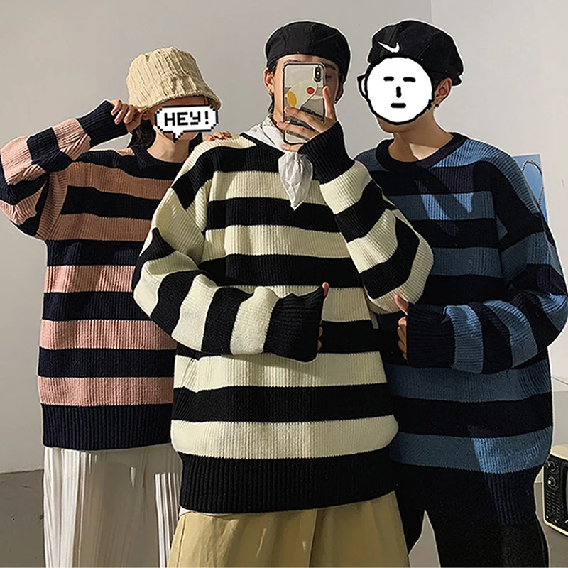 cardigan Winter Knitted Striped Sweater Women Oversized Sweaters Pullovers Loose Warm Jumper Streetwear Korean Fashion Teen Girl Sweater Sweaters