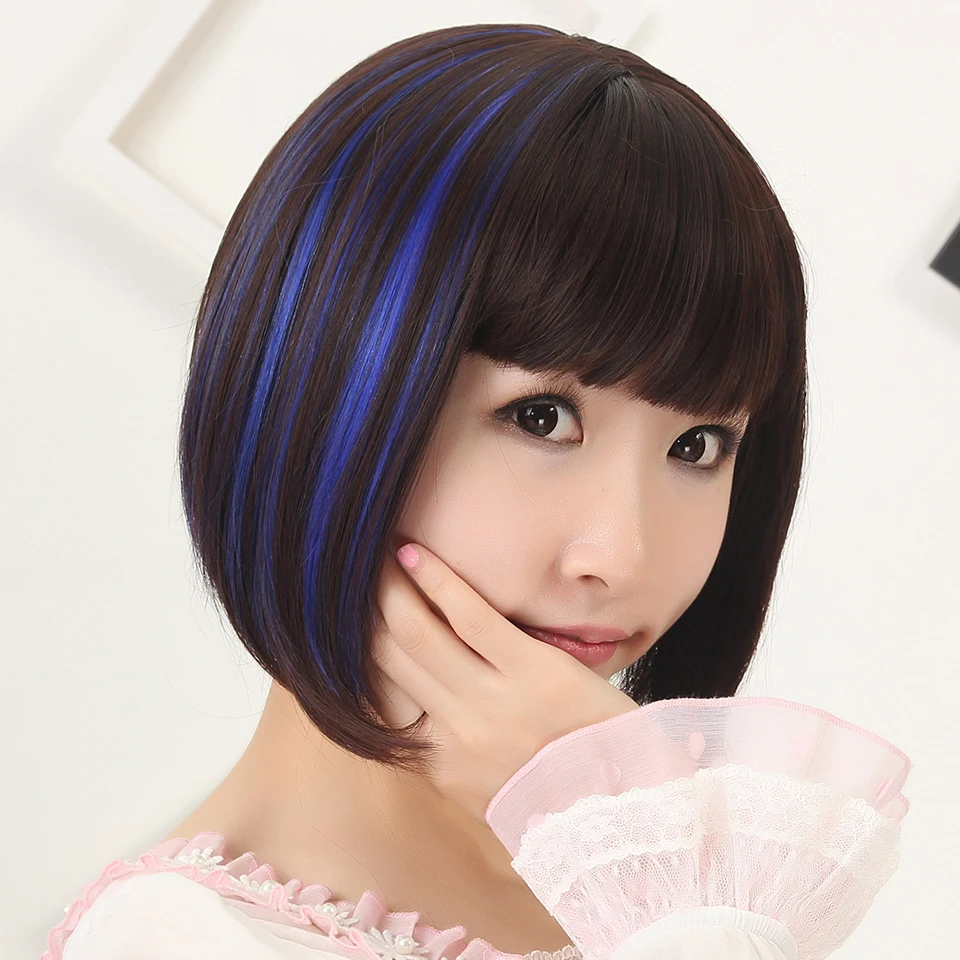 PROD 1005002354148061 Beiyufei Hair Short Straight Brazilian Wig
Synthetic Hair With Bang Bob Wigs Full Head For Women Heat Resistant
Wig for Women