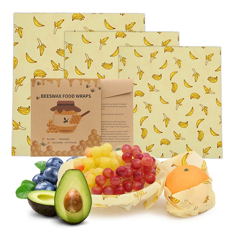 

Reusable Beeswax Food Wraps Seal Food Fresh Keeping Wrap Lid Cover Stretch Food Plastic Wrap Zero Waste Kitchen Tools