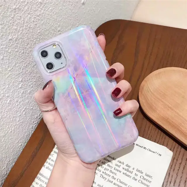 Лазерный градиентный телефонный чехол для iPhone 11 11 Pro Max для iPhone XR XS Max X 7 8 6 6S 8 Plus 11 Pro Rainbow Aurora IMD задняя крышка