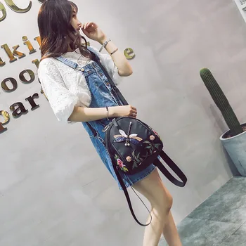 

Embroidery Flower Backpack Nation Wind Three-dimensional Dragonfly Oxford Cloth Both Shoulders Package