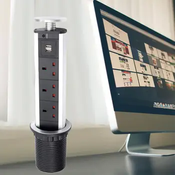 

UK/US Plug Kitchen Office Table Hidden Electric Socket USB Port Power Outlet