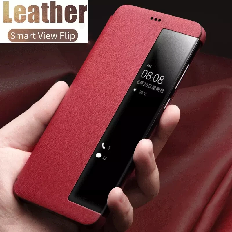 Luxury Leather Smart Mirror Flip Phone Case For Samsung S20 S10 S9 S8 Plus Note 20 UItra 10 Pro 8 9 A51 A71 A50 A31 View Cover