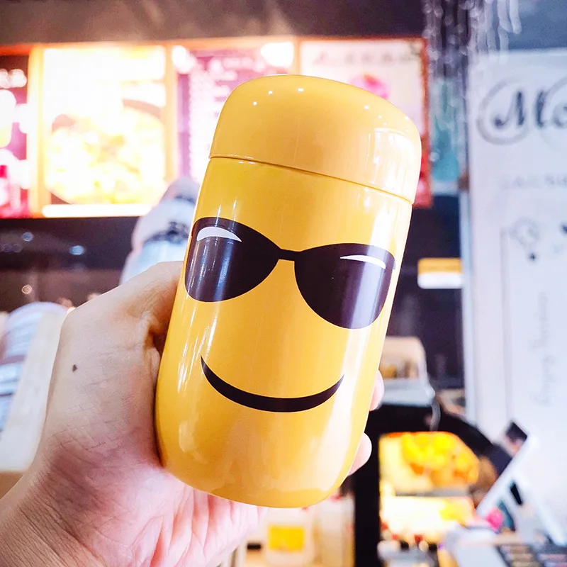 sunglasses Мини-термос чашка бутылка для воды милый мультфильм девушка Студенческая чашка портативная креативная пара чашка - Цвет: sunglasses
