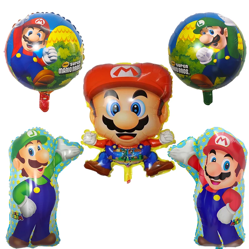 5 шт Супер Марио воздушные шары, Классические игрушки Mario Bros Mylar воздушные шары на день рождения украшения Воздушные шары Mario Bros Baby Shower