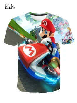 

New 3D printing Super Mary Mali brothers summer boys and girls fun short-sleeved T-shirt children's funny T-shirt