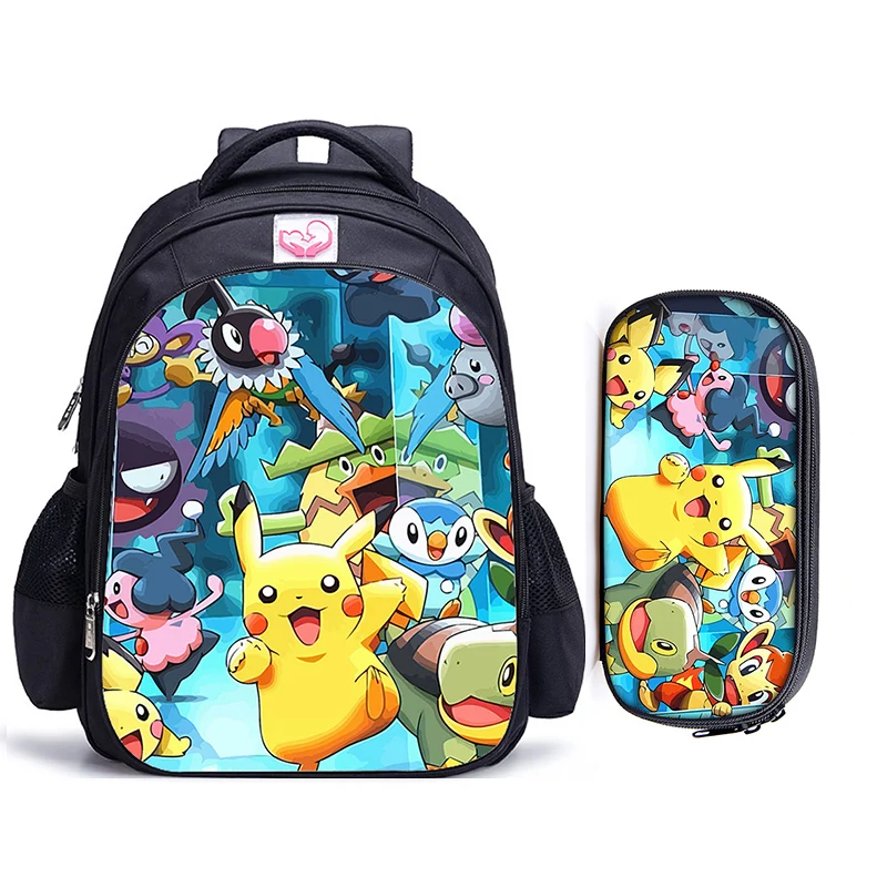 2 шт./компл. аниме рюкзак Pokemon Monster школьная сумка Ash Ketchum/Pikachu школьные сумки Девочки Мальчики портфель детский рюкзак для книг