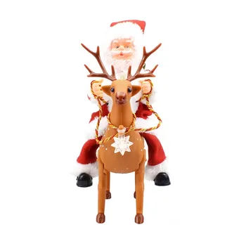 

Christmas Electric Santa Claus Creative Music Dancing Doll Riding Deer Santa Toys Christmas Figurine Ornament Decoration Gifts