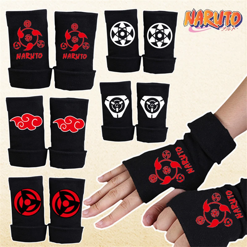 Аниме Наруто Akatsuki Учиха Итачи косплей перчатки Коноха Какаши Шаринган хлопок вязание теплые митенки, перчатки новинка