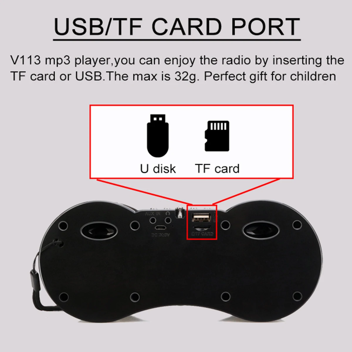 RETEKESS V113 радио приемник FM стерео портативный транзистор Поддержка Mp3 музыкальный плеер динамик Micro SD IF карта AUX пульт дистанционного управления F9203M