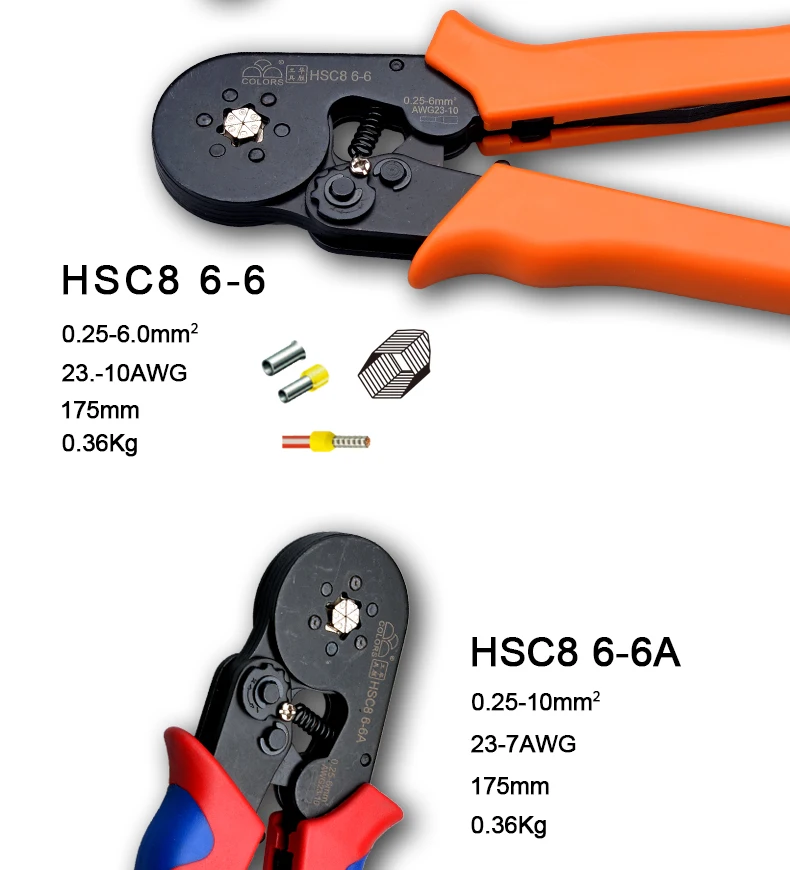 HSC8 6-6B HSC8 6-6A мини-тип саморегулируемые обжимные плоскогубцы 0,25-6 мм терминалы обжимные инструменты многофункциональный инструмент электрика