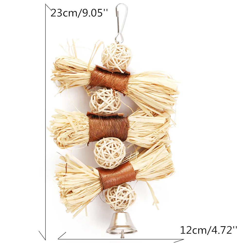 Маленькие, средние и большие принадлежности для попугаев Raffia Loofah Vine Bal Bite Toy
