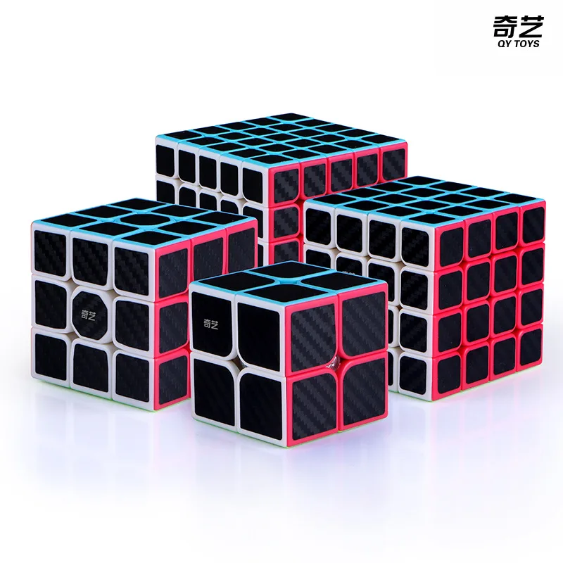 Qiyi 2X2 3X3 4X4 5X5 странной формы углеродного волокна наклейка Скорость магические кубики Neo Cubo головоломки игрушки для детей подарок на день рождения