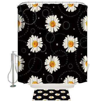 

Abstract White Floral Pattern Seamless Pattern Shower Curtain Set Bathroom Decor