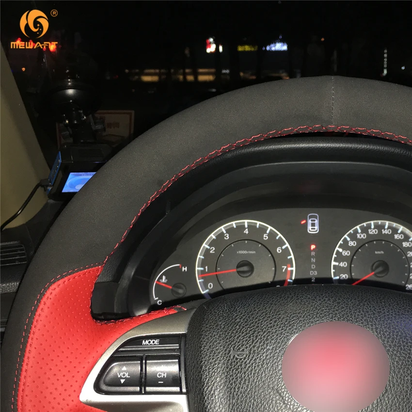 MEWANT красный кожаный черный замшевый чехол рулевого колеса автомобиля для Honda Accord