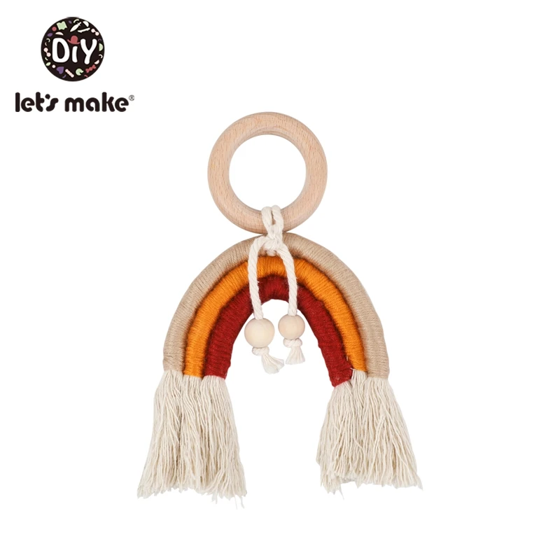 01 Let'S Make/1 шт., Тканое Радужное деревянное кольцо, детские игрушки, игрушки для игр в спортзал, деревянные игрушки, вязанные крючком, подвесные деревянные прорезыватели, игрушки, детские Прорезыватели - Цвет: 01