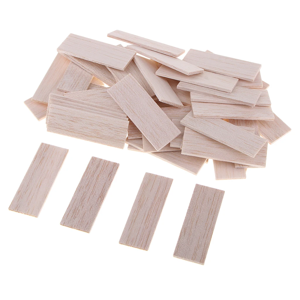 Rectangular Natural Round Balsa Wood Stick Wooden Woodcraft Flat Dowel for Kid Model Making DIY Craft Building Construction Tool