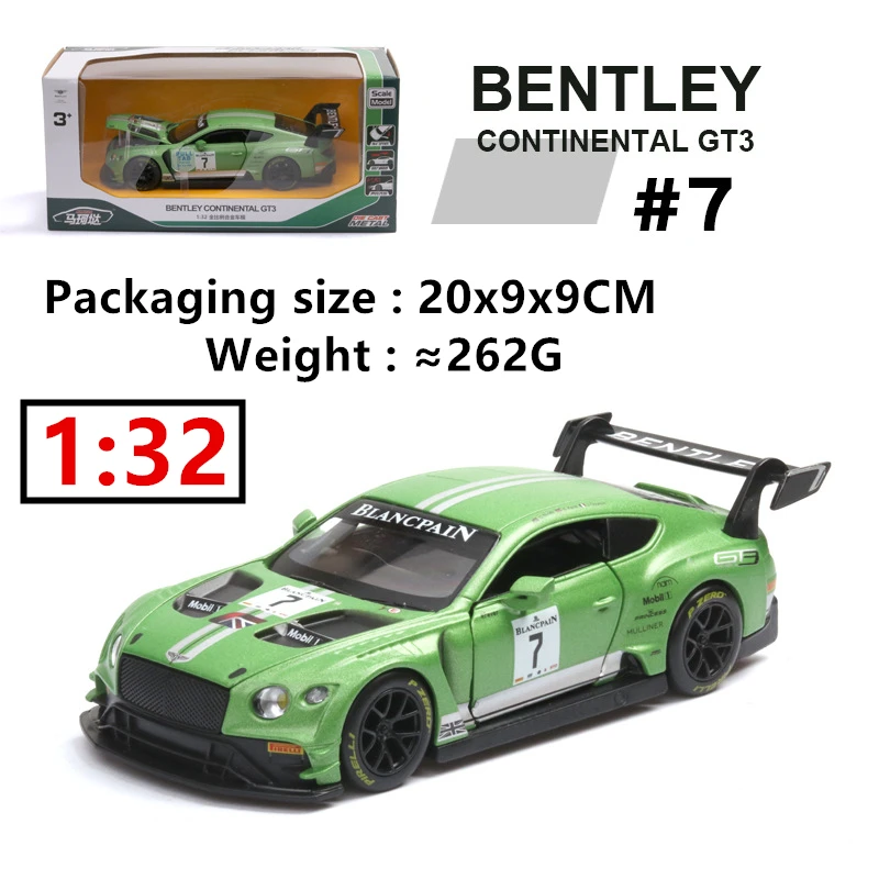 NO7 1:32 модель автомобиля Bentley GT3, гоночный автомобиль, супер спортивный автомобиль, коллекция моделей, подарок - Цвет: NO7