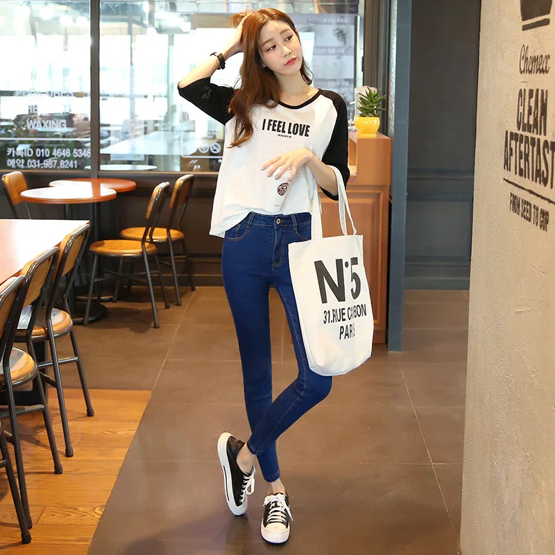 Jeans woman Pencil Pants Student Fashion Middle Waist Slim Women Jeans 2020 Summer