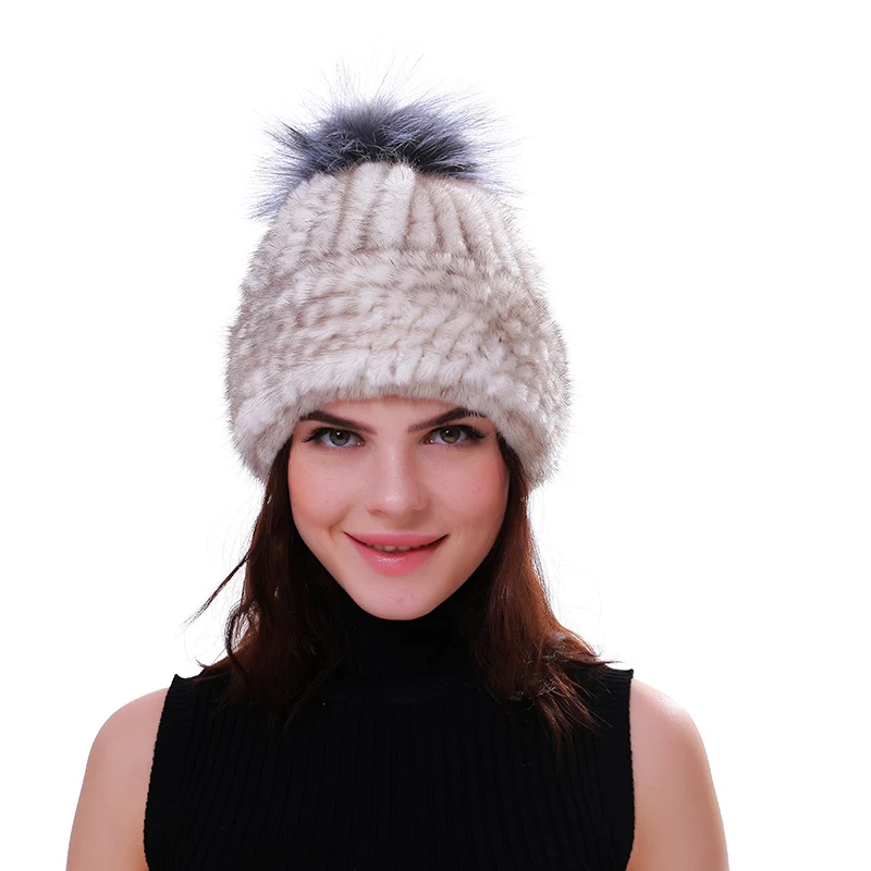 Nuevo сомбреро de piel de visón высокое качество para mujer invierno grueso cálido orejeras сомбреро de visón Crochet сомбреро де