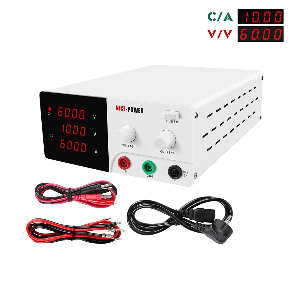 

60V 10A DC Power Supply Adjustable 4 Digit Display Laboratory Power Supply Voltage Regulator R-SPS6010 For Phone Repair