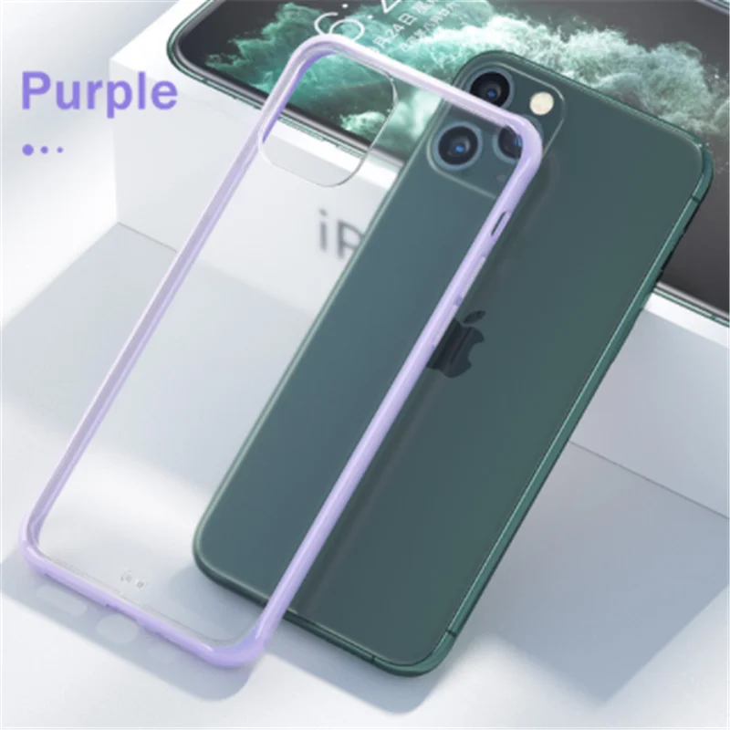 Матовый чехол для телефона для iPhone 6 6S 7 8 Plus X XS Max XR прозрачный для iPhone 11 Pro Max чехол для телефона прозрачный - Цвет: Purple